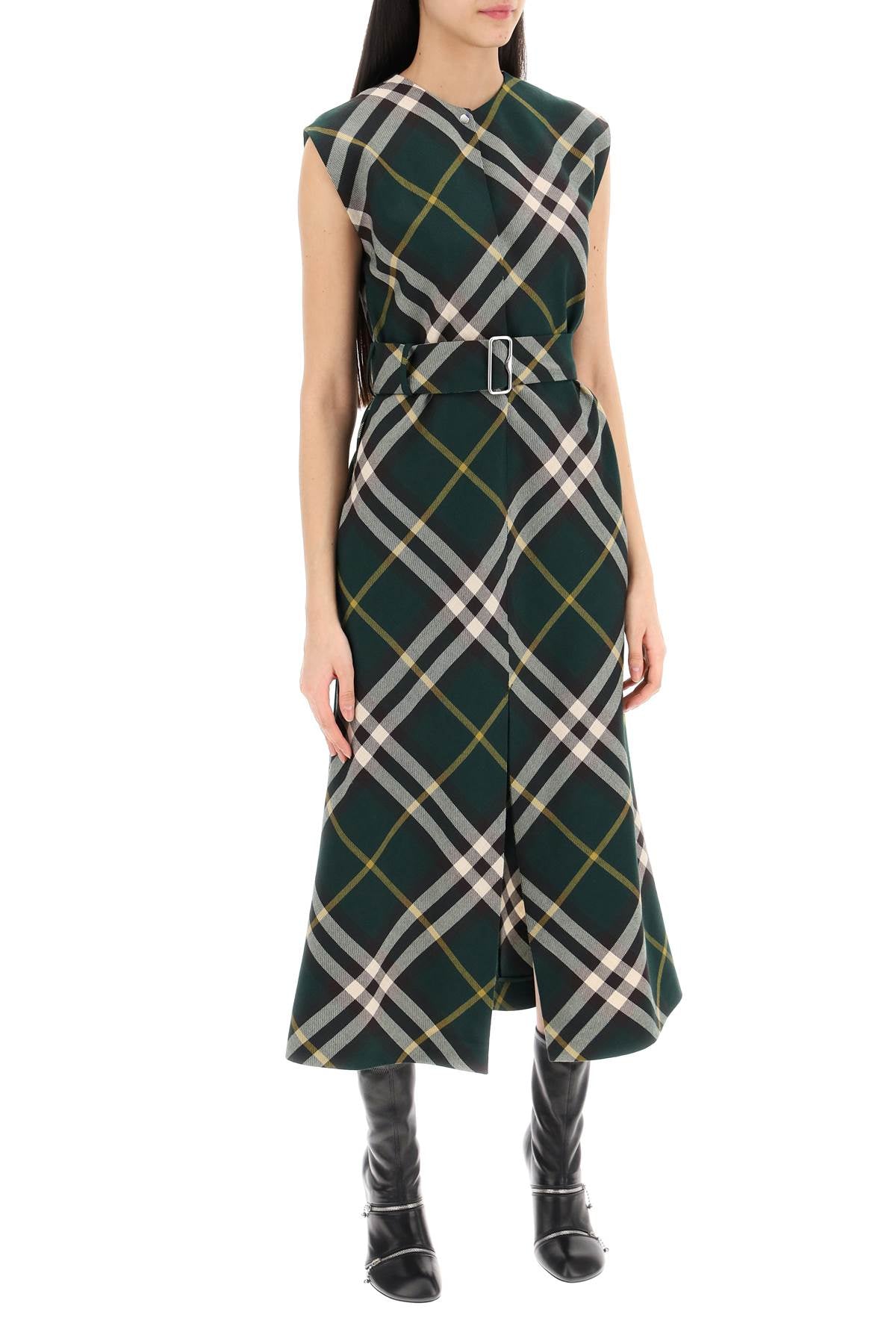 Burberry Check Wool Midi Dress