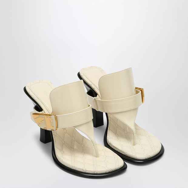Burberry Light Beige Leather Bay Sandals