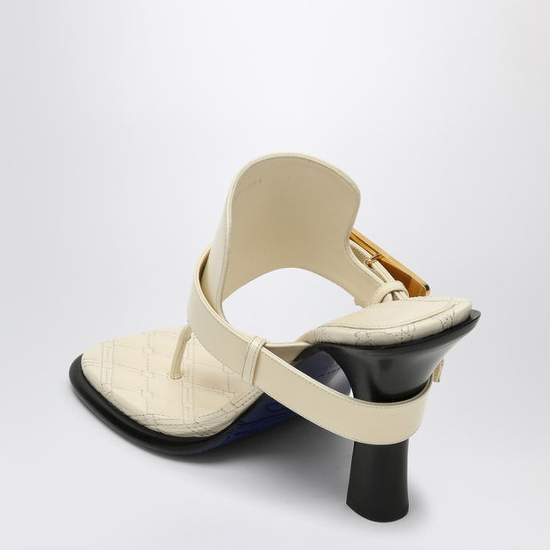 Burberry Light Beige Leather Bay Sandals