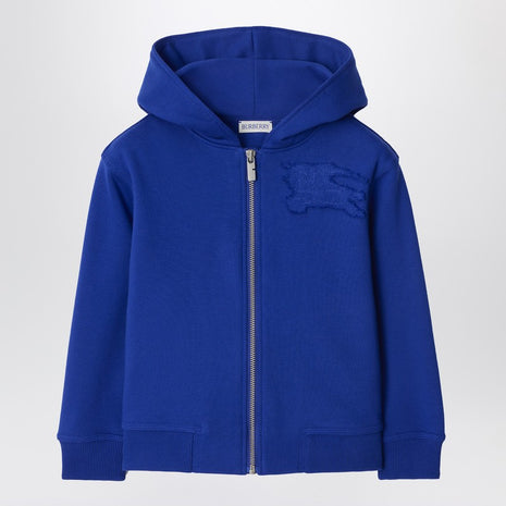 Burberry Electric Blue Cotton Hooded Sweatshirt With EKD Logo
