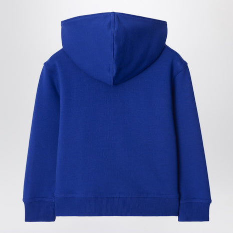 Burberry Electric Blue Cotton Hooded Sweatshirt With EKD Logo