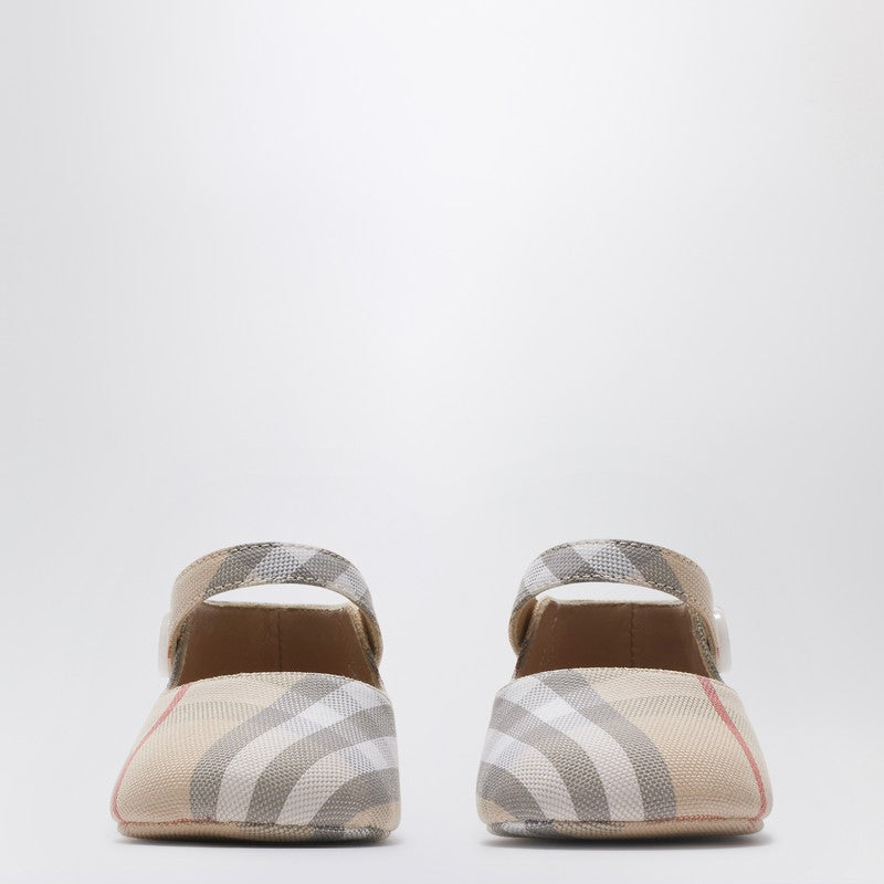Burberry Kids' Check Motif Mary Jane Ballet Flats In Cotton