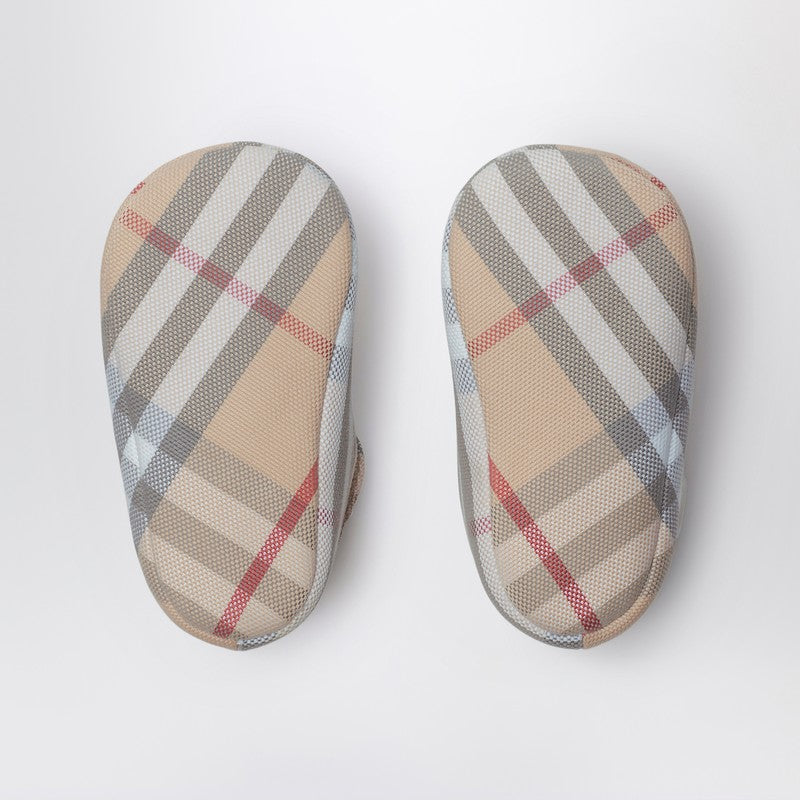 Burberry Kids' Check Motif Mary Jane Ballet Flats In Cotton