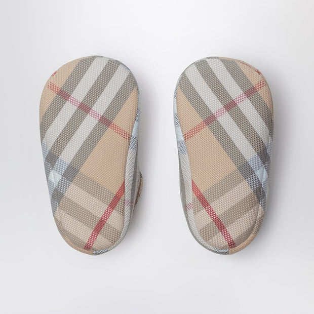 Burberry Kids' Check Motif Mary Jane Ballet Flats In Cotton