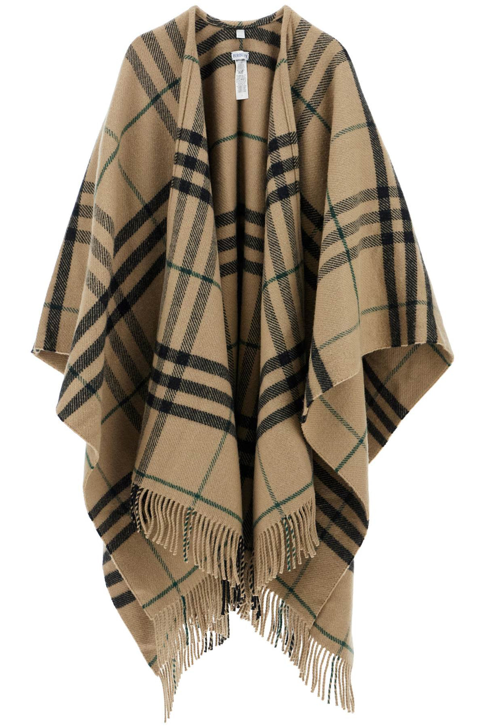 Burberry Chck Cape In Wool And Cashmere