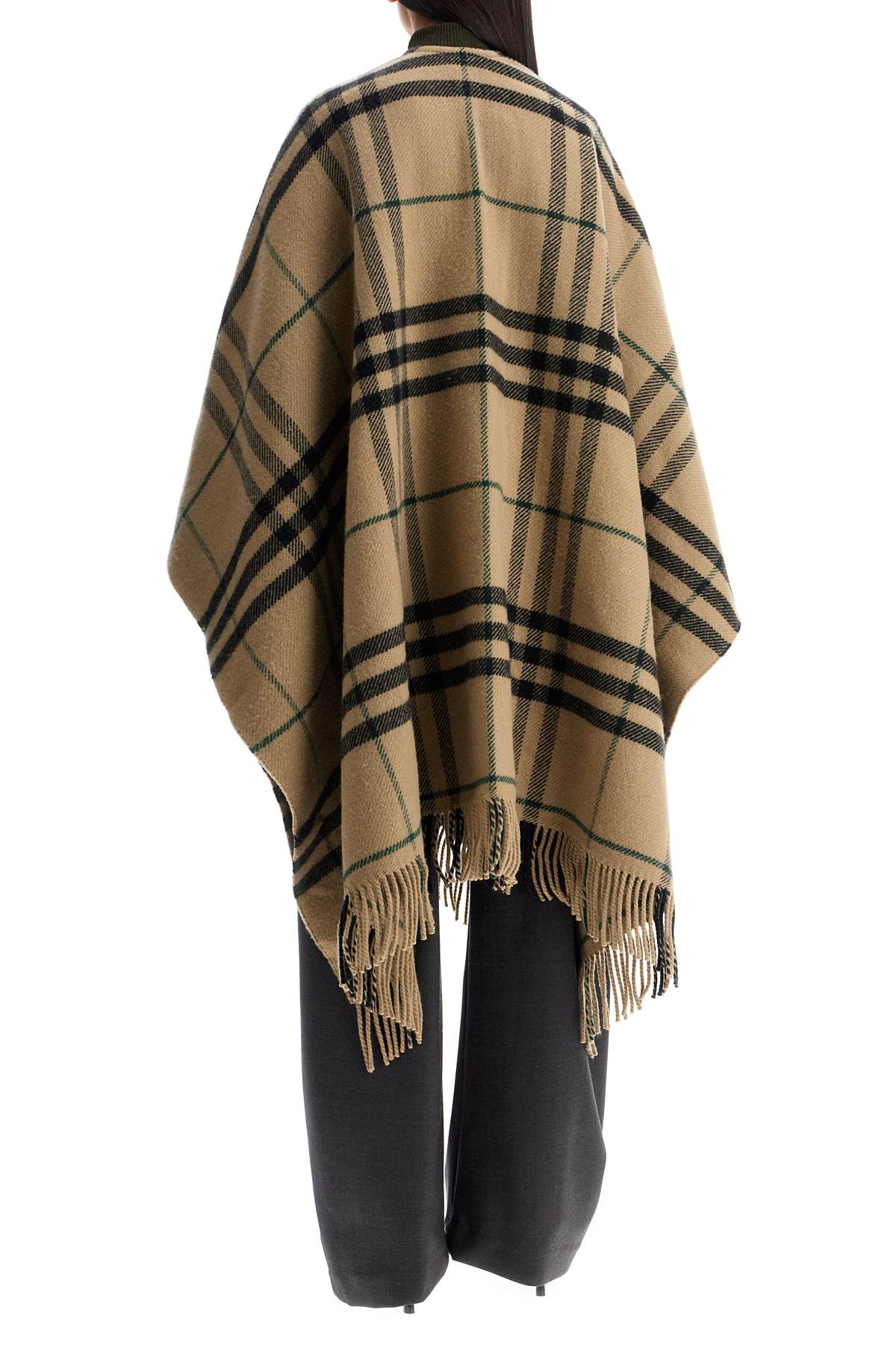 Burberry Chck Cape In Wool And Cashmere