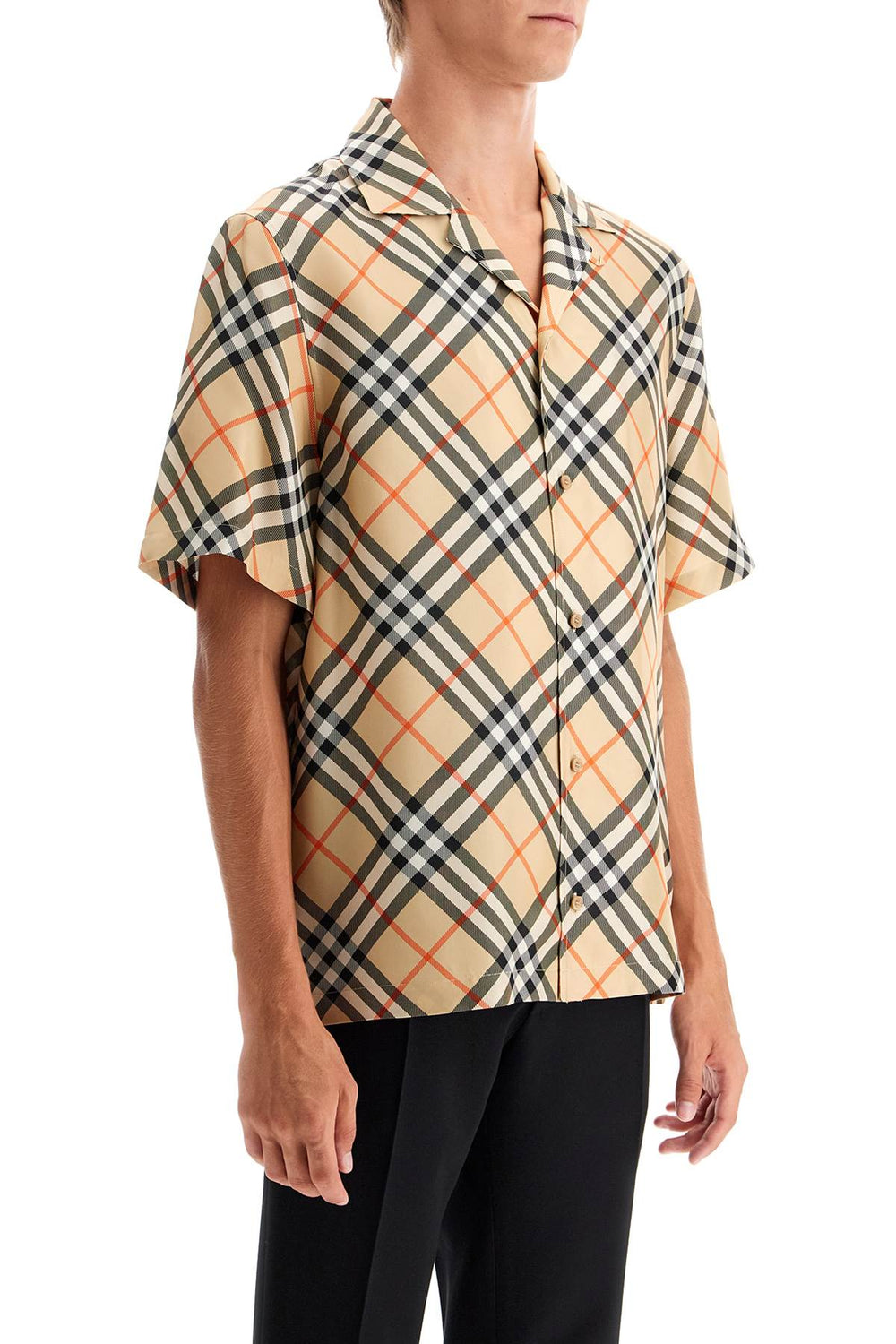 Burberry Check Silk Short Sleeve Shirt