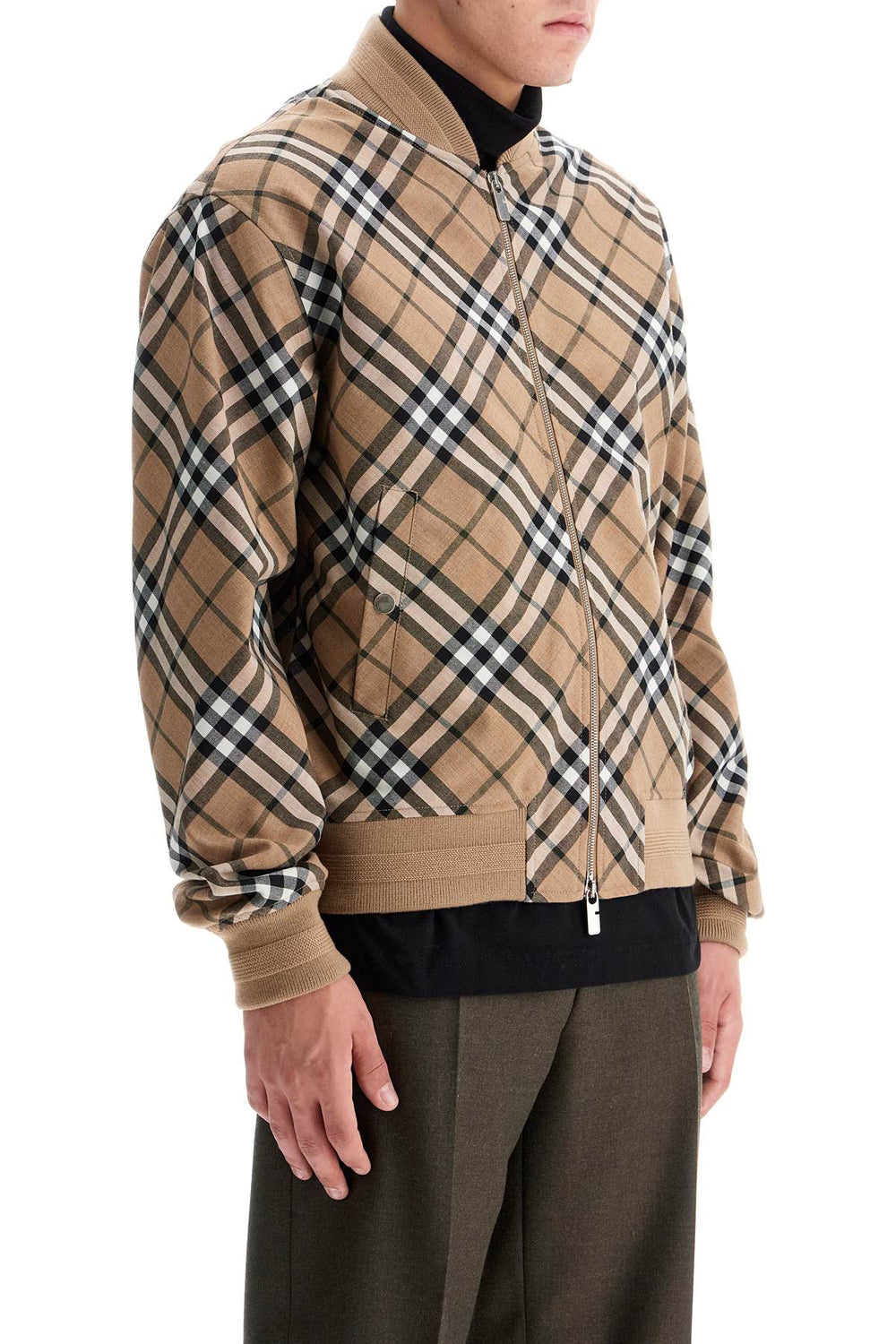 Burberry Check Harrington Wool Blend Jacket