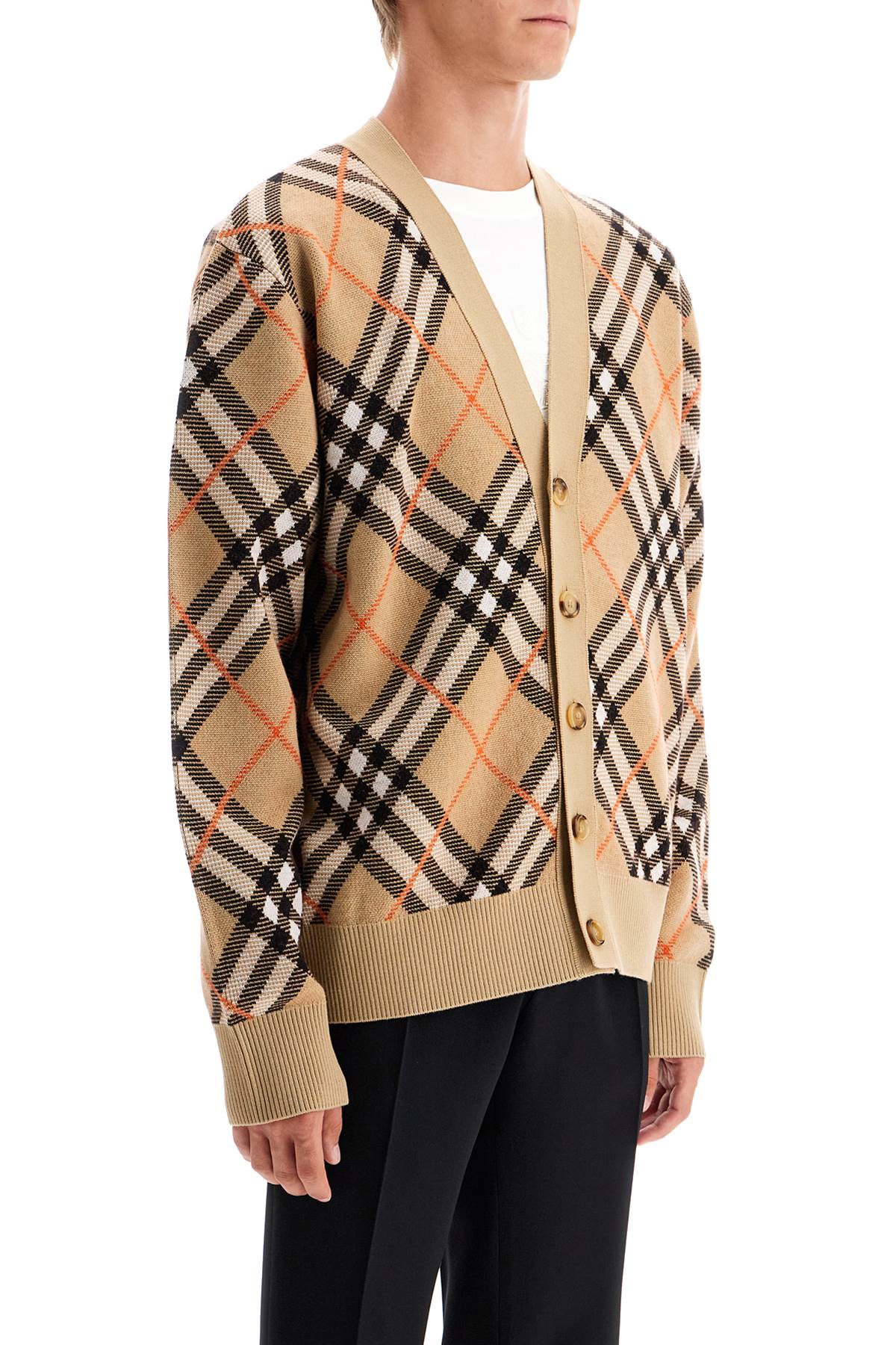 Burberry Check Wool Mohair Blend Cardigan