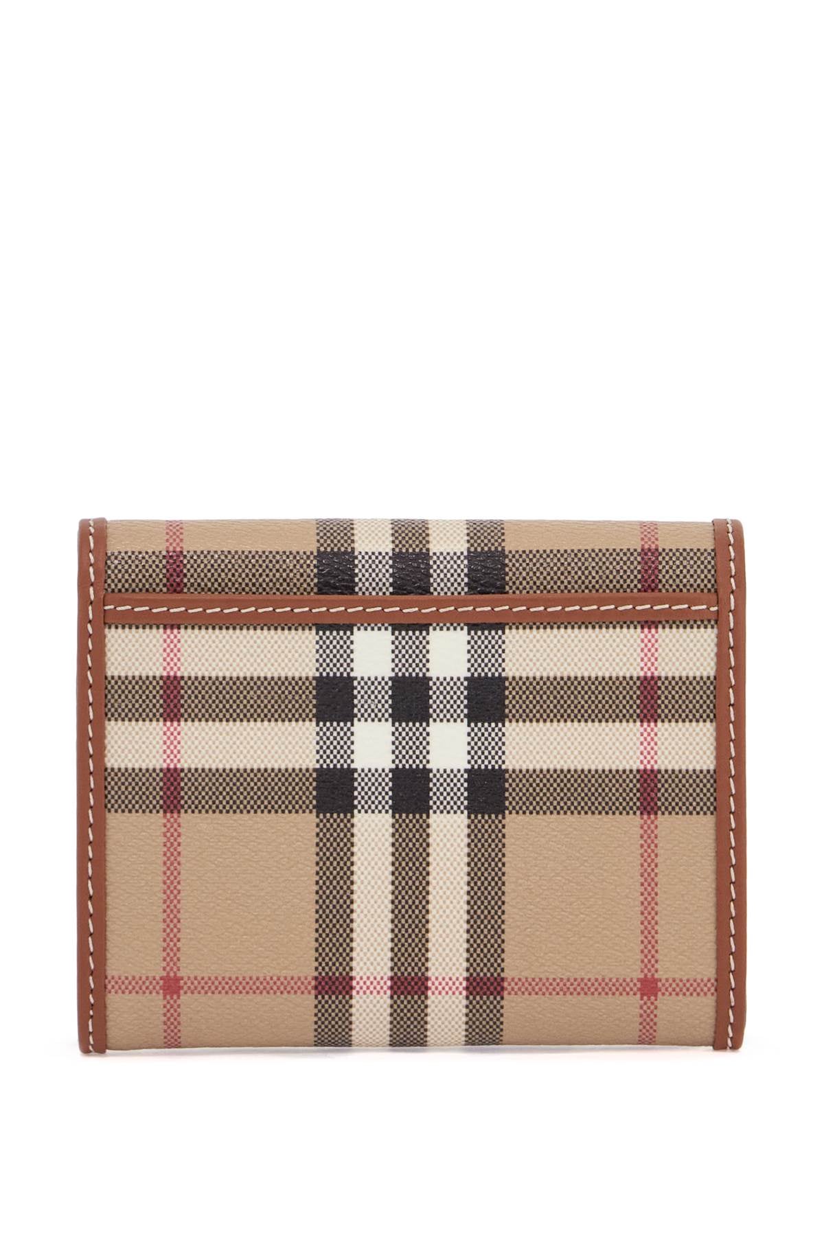 Burberry Compact Beige Tartan Wallet In Polyurethane With Gold Buttons