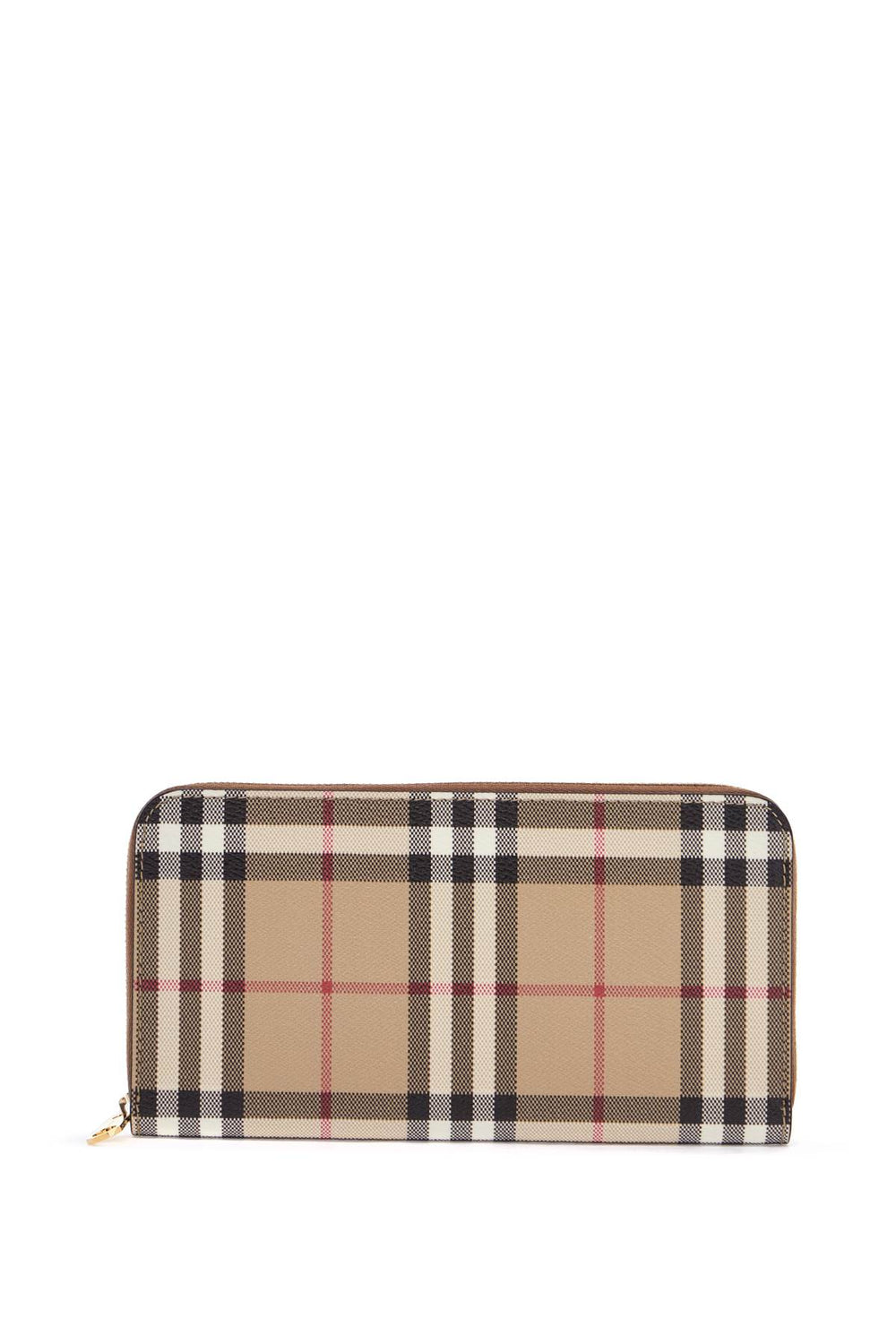 Burberry Compact Wallet With Zip In Beige Check