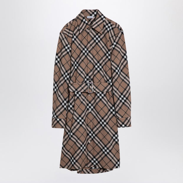 Burberry Check Wool Blend Chemise Dress