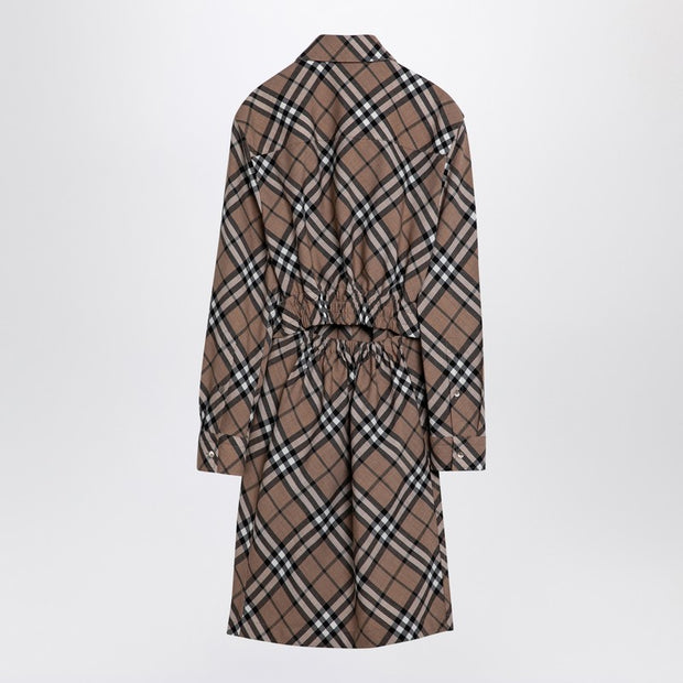 Burberry Check Wool Blend Chemise Dress