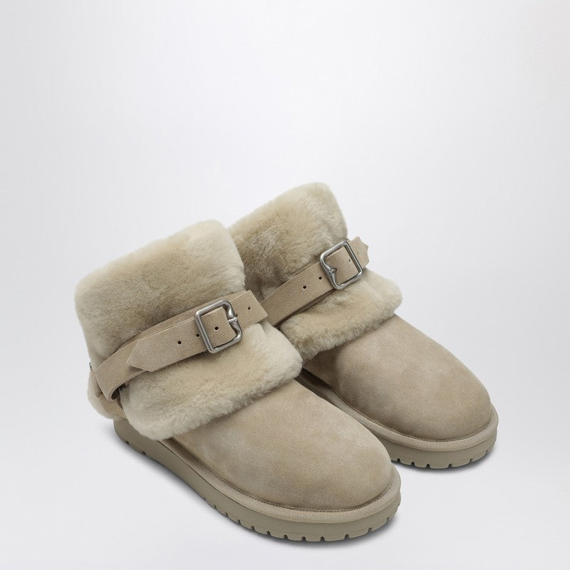 Burberry Chubby Snow Boots In Suede And Beige Shearling
