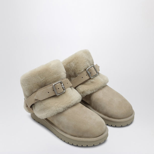 Burberry Chubby Snow Boots In Suede And Beige Shearling