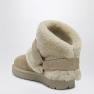 Burberry Chubby Snow Boots In Suede And Beige Shearling