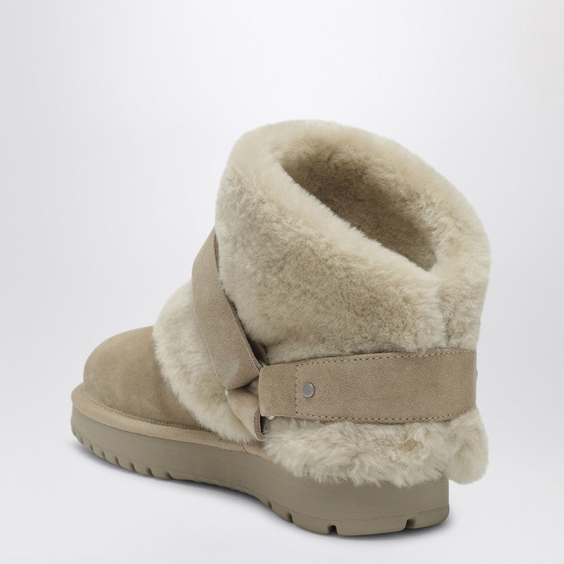 Burberry Chubby Snow Boots In Suede And Beige Shearling