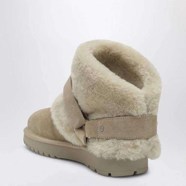 Burberry Chubby Snow Boots In Suede And Beige Shearling