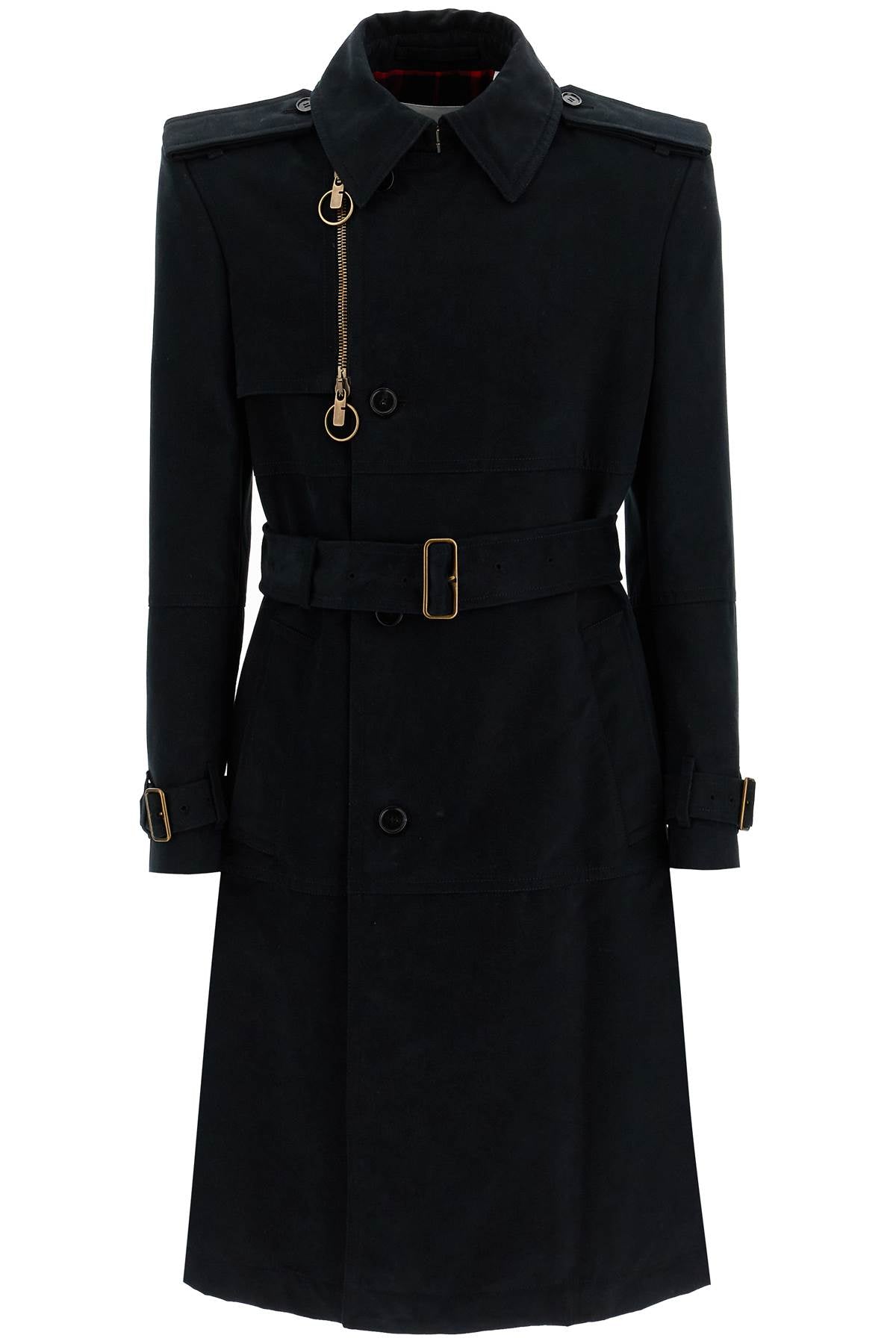 Burberry Double-breasted Cotton Blend Moleskin Trench Coat