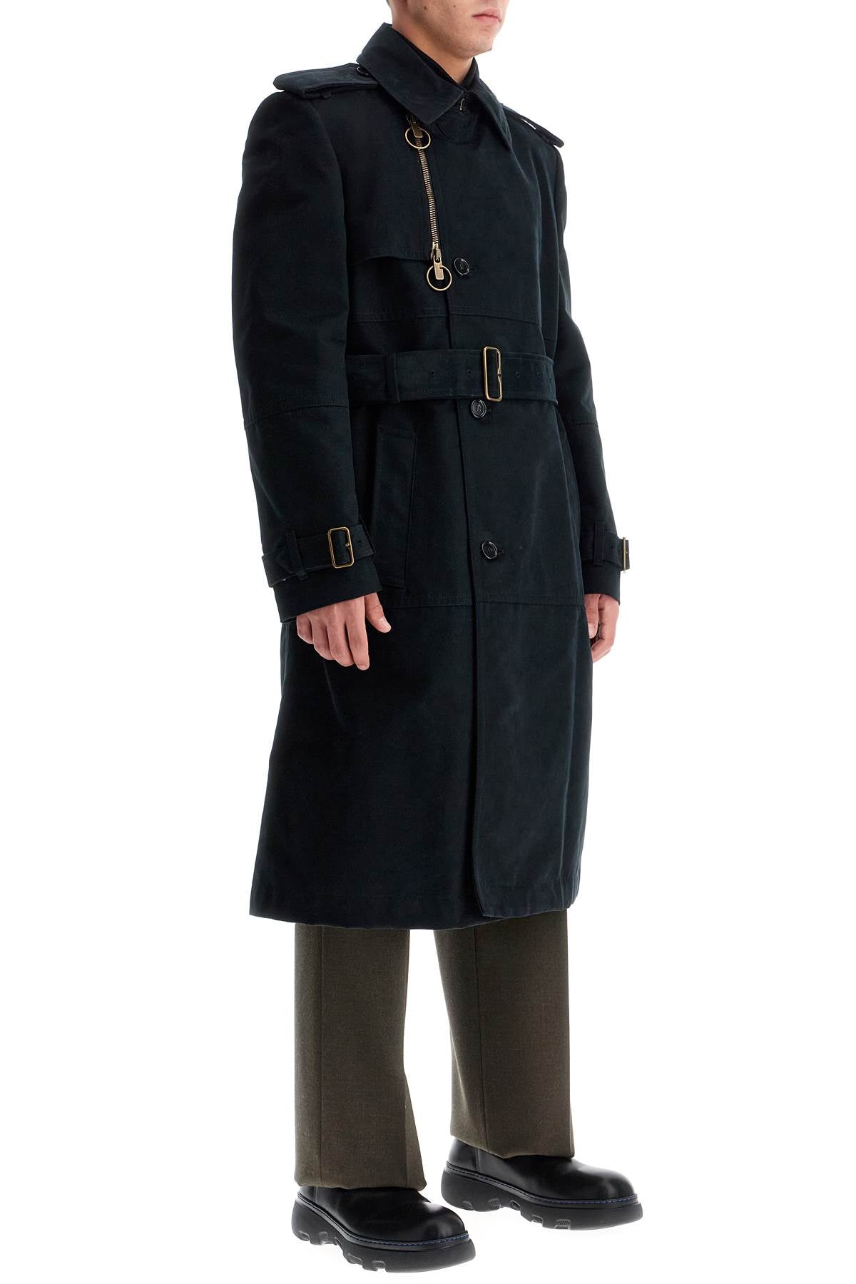 Burberry Double-breasted Cotton Blend Moleskin Trench Coat