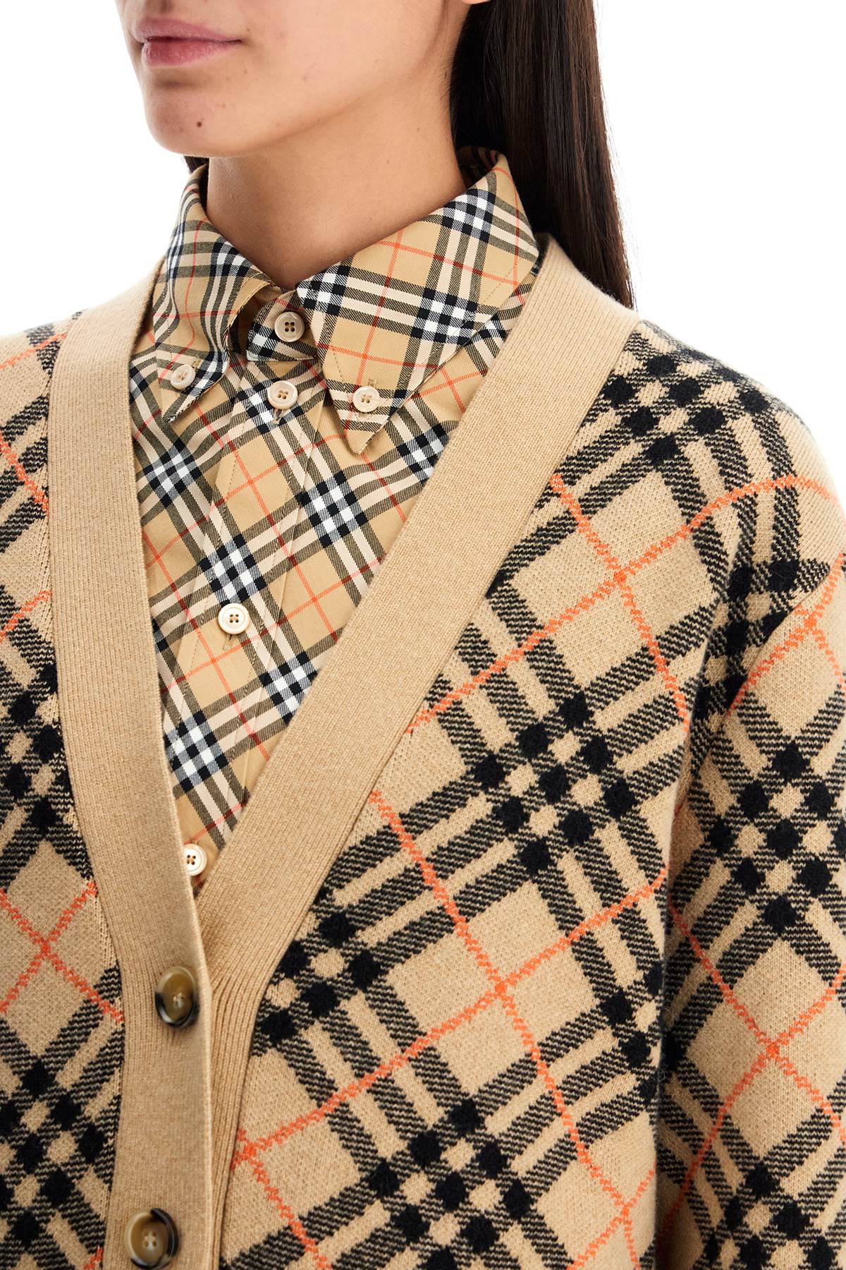 Burberry Check Cashmere Boxy Cardigan