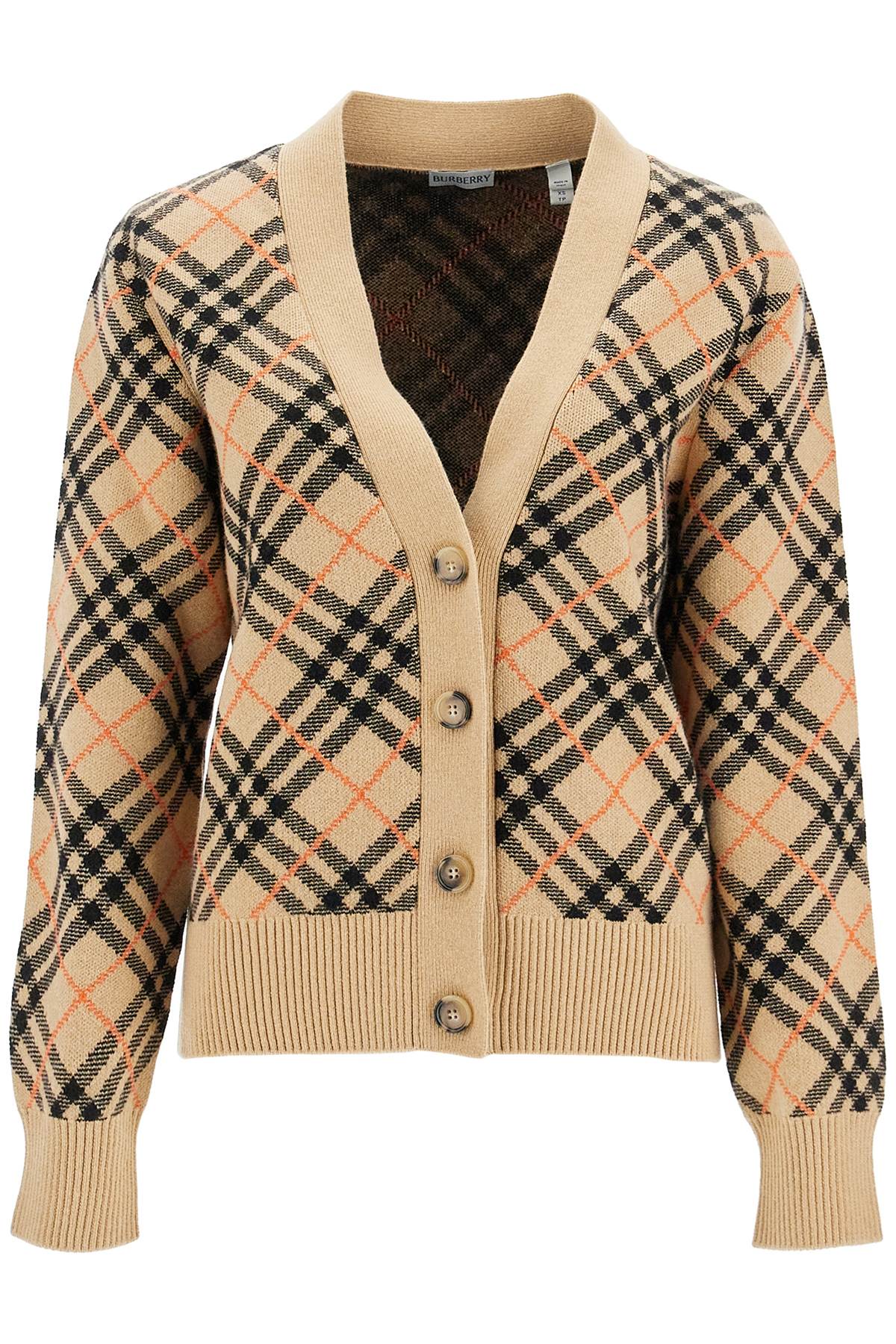 Burberry Check Cashmere Boxy Cardigan