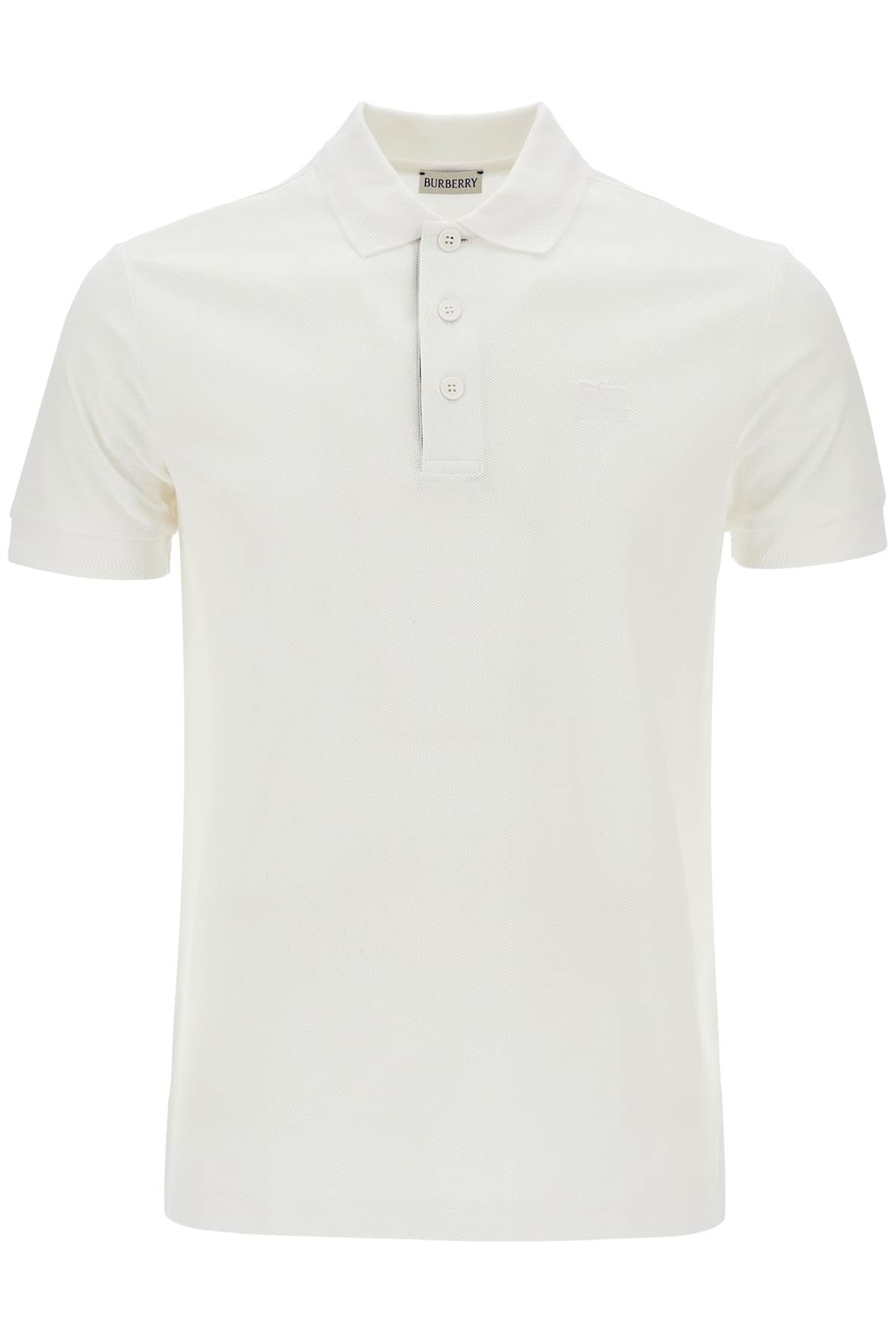 Burberry White Cotton Polo With Embroidered Logo