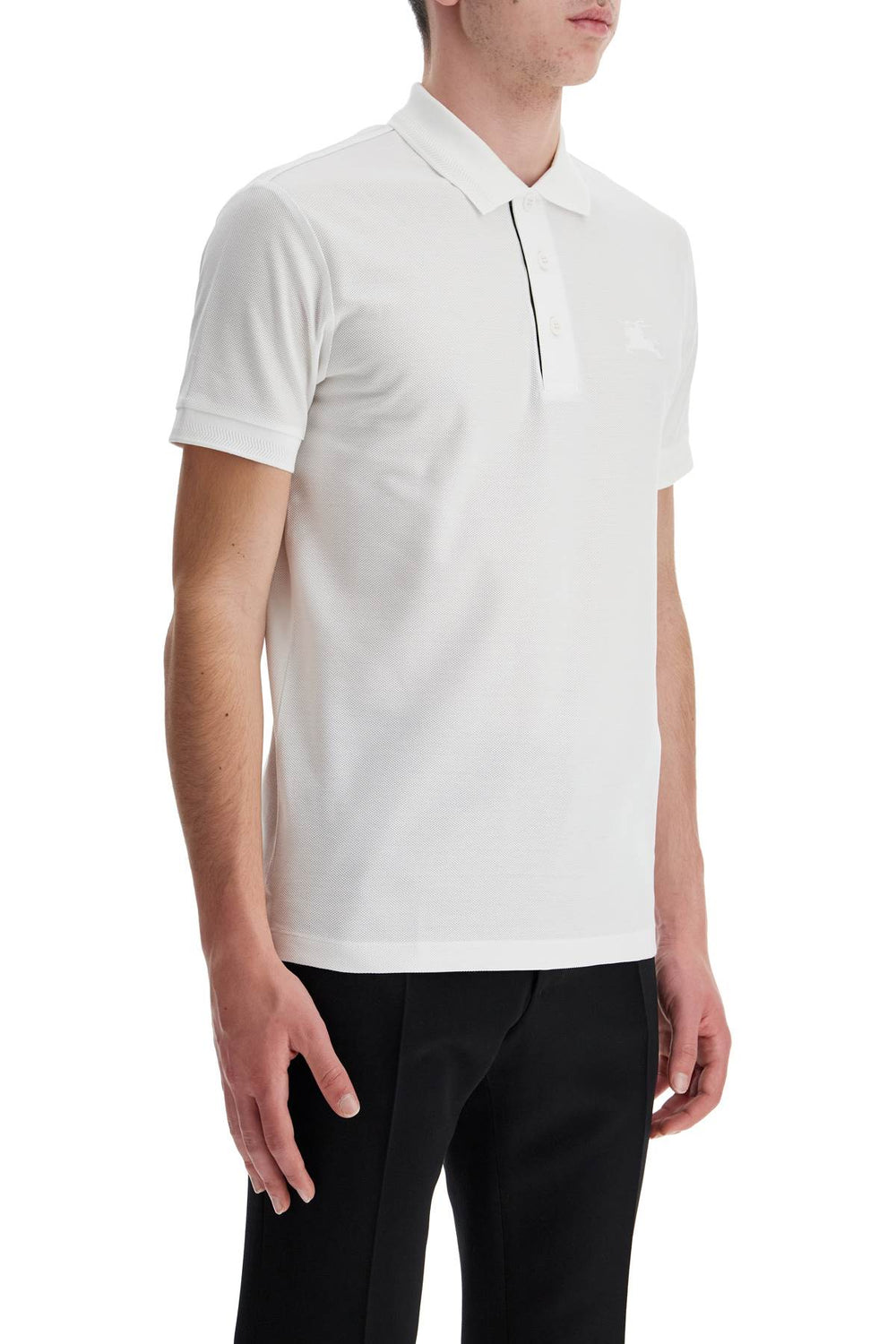 Burberry White Cotton Polo With Embroidered Logo