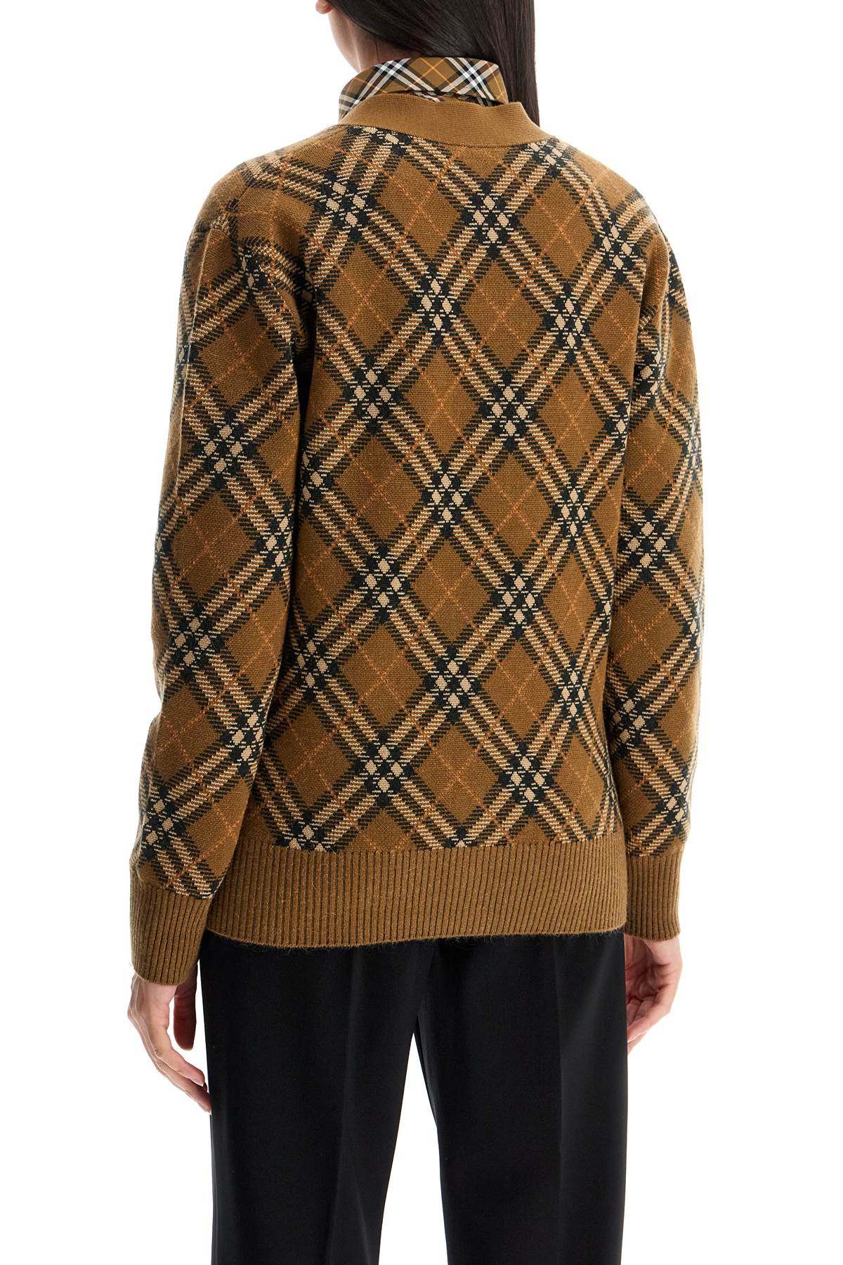 Burberry Check Wool Blend Cardigan