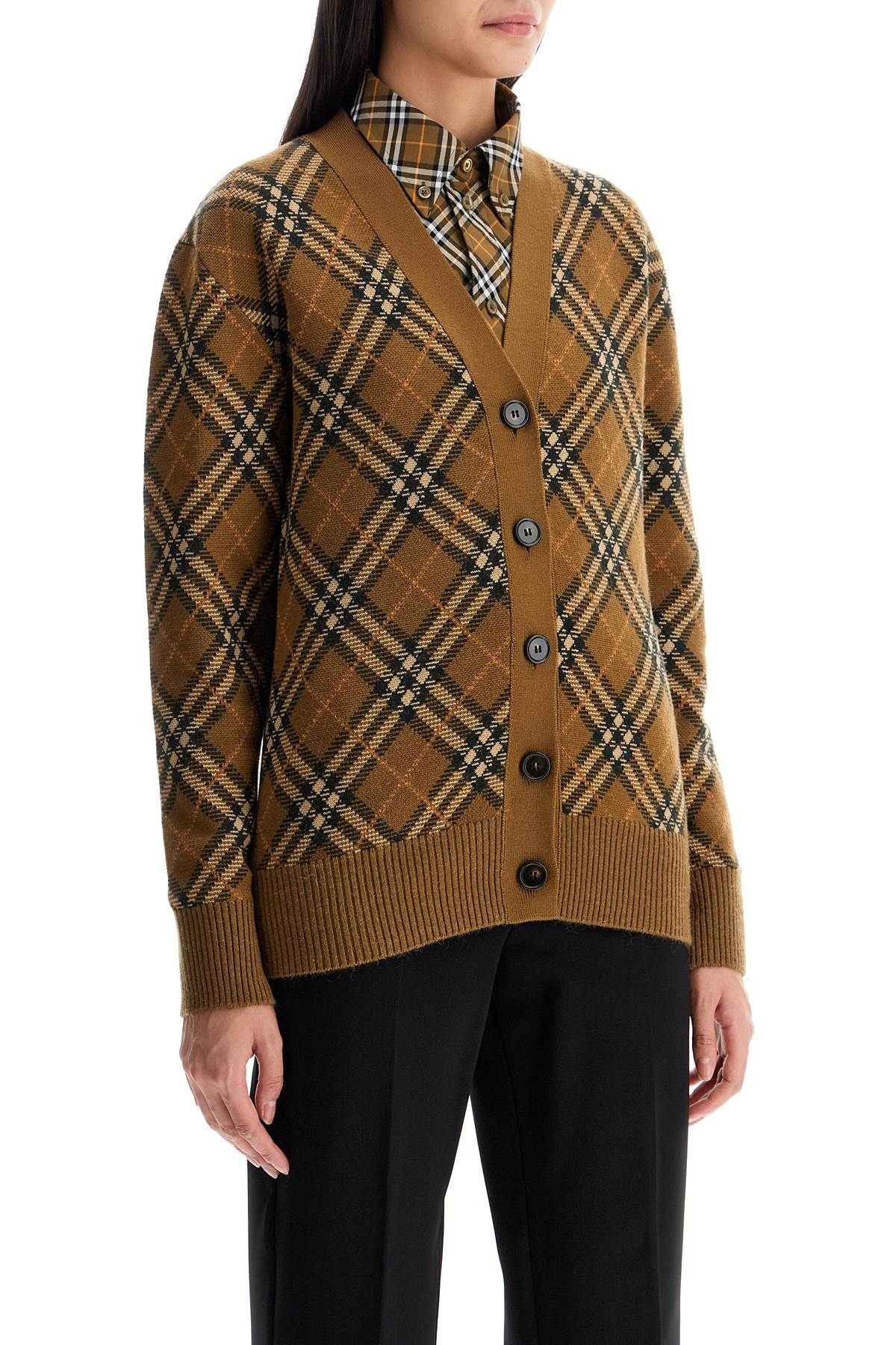 Burberry Check Wool Blend Cardigan