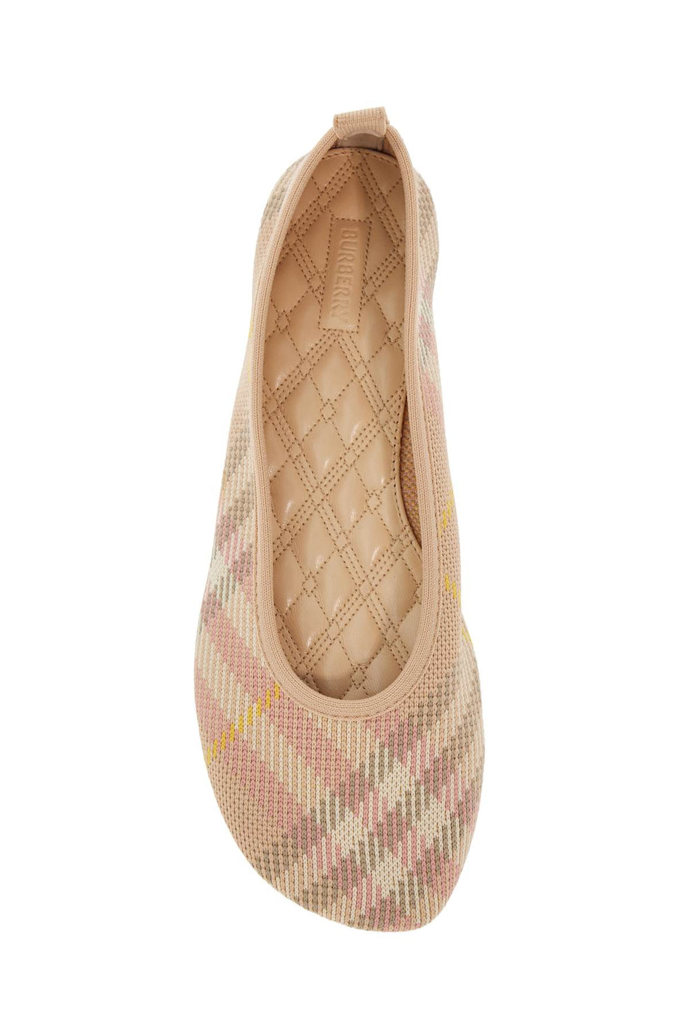 Burberry Beige Check Knit Ballet Flats