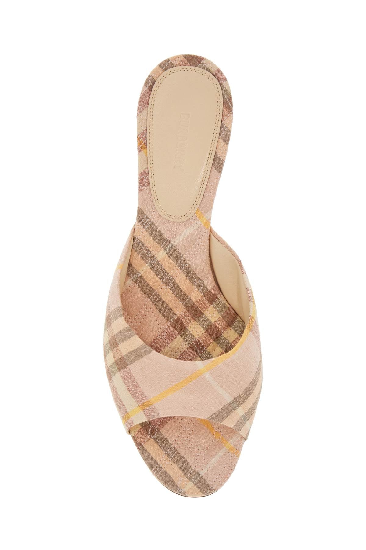 Burberry Beige Check Linen Mules