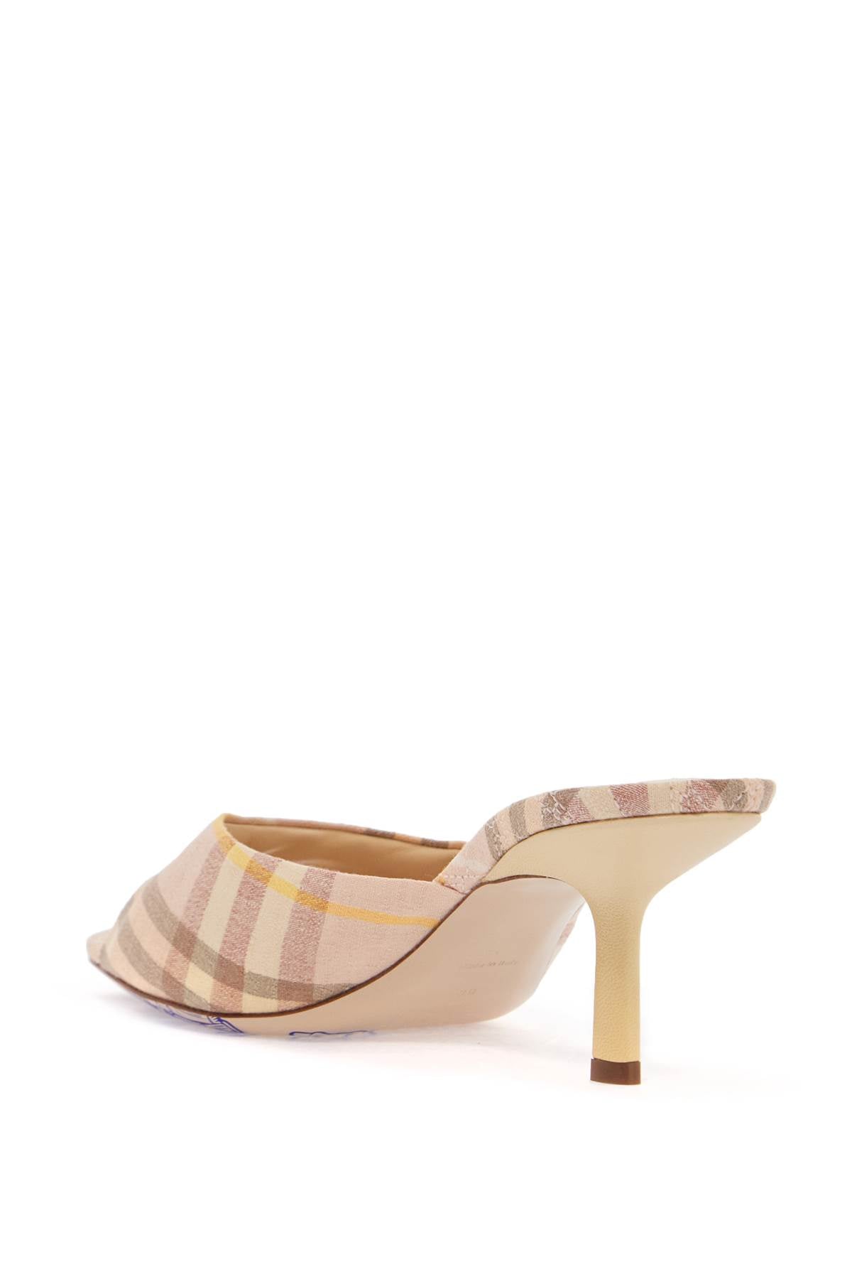 Burberry Beige Check Linen Mules