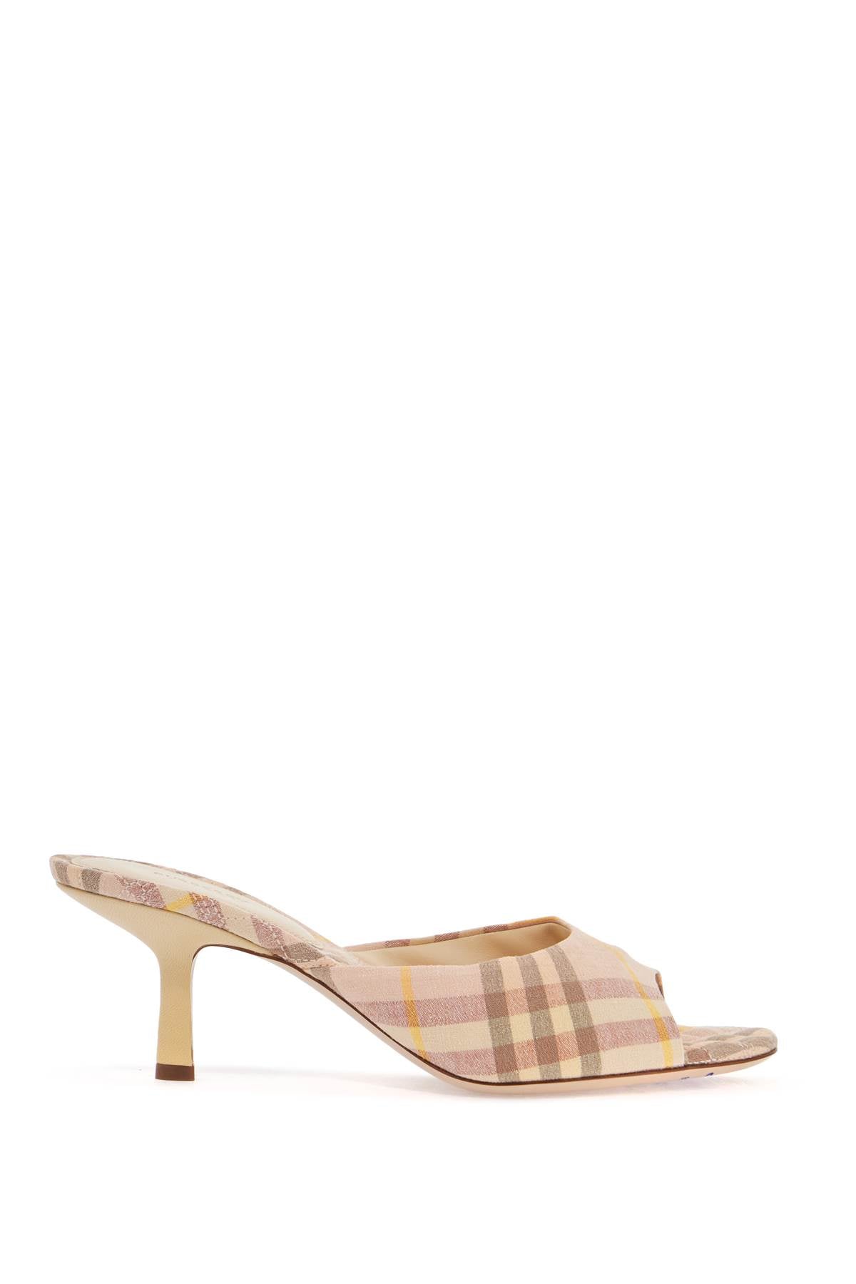 Burberry Beige Check Linen Mules