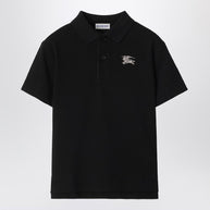 Burberry Kids' Black Cotton Piqué Polo Shirt