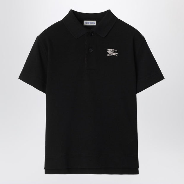 Burberry Kids' Black Cotton Piqué Polo Shirt
