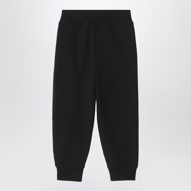 Burberry Kids' Black Jogging Trousers With Check Motif Detail