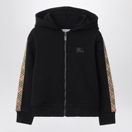 Burberry Kids' Black Sweatshirt With Check Motif Detail