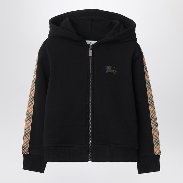 Burberry Kids' Black Sweatshirt With Check Motif Detail