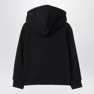 Burberry Kids' Black Sweatshirt With Check Motif Detail