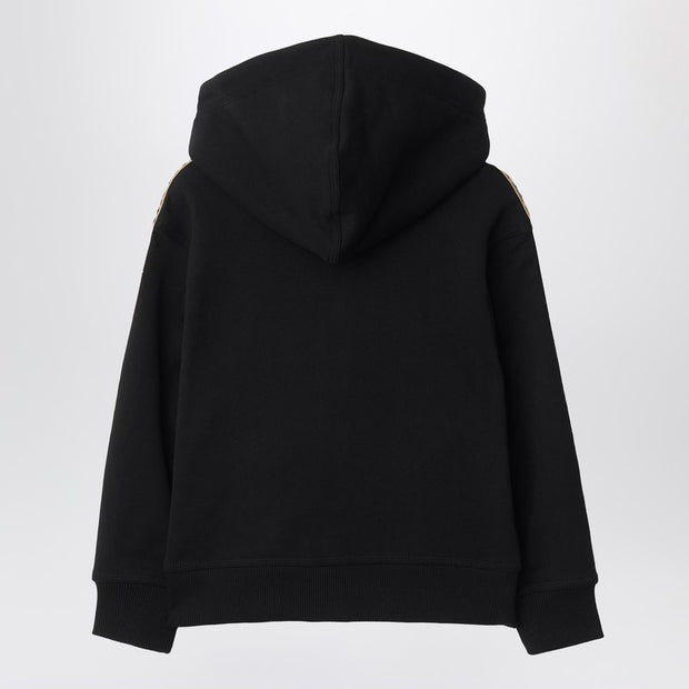 Burberry Kids' Black Sweatshirt With Check Motif Detail