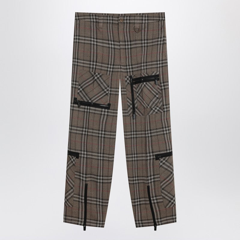 Burberry Cargo Pants Check Pattern In Silk Blend