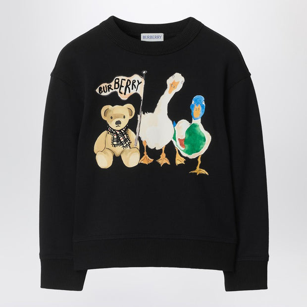 Burberry Kids' Black Sweatshirt With Thomas Bear And Friends
