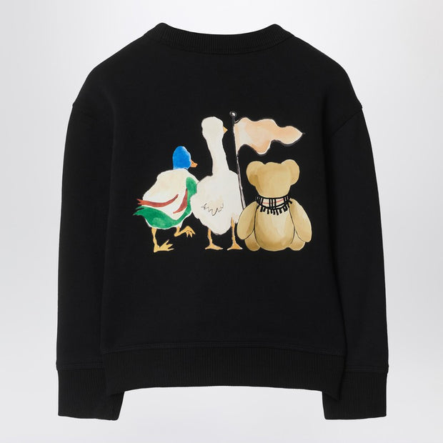 Burberry Kids' Black Sweatshirt With Thomas Bear And Friends