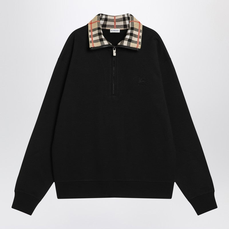 Burberry Half-zip Sweatshirt Black In Cotton
