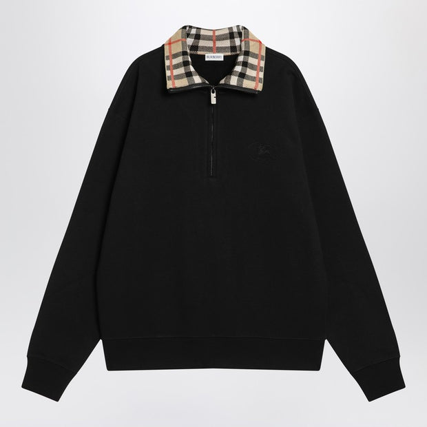 Burberry Half-zip Sweatshirt Black In Cotton