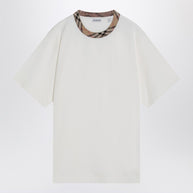 Burberry White Cotton T-shirt With Check Finishes