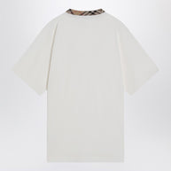Burberry White Cotton T-shirt With Check Finishes