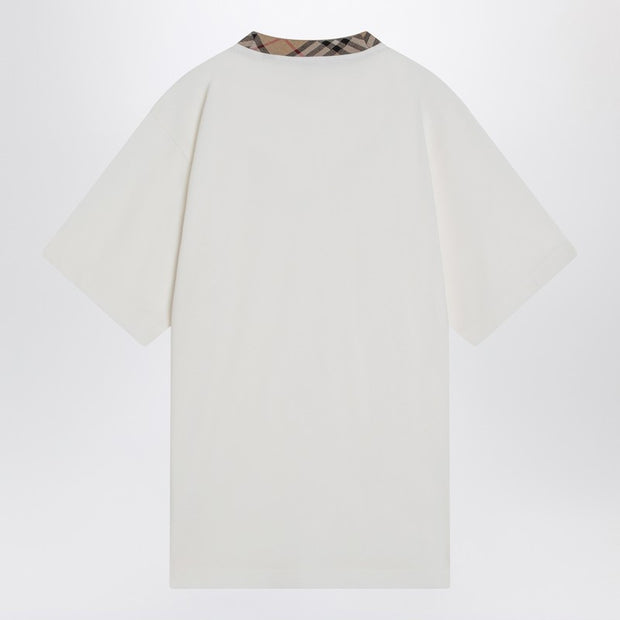 Burberry White Cotton T-shirt With Check Finishes