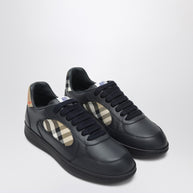 Burberry Indigo Blue Leather And Check Sneaker Terrace